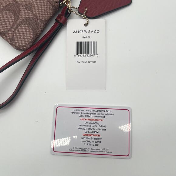 COACH NWT Signature Leather Strawberry Corner Zip Wristlet - Picture 9 of 12